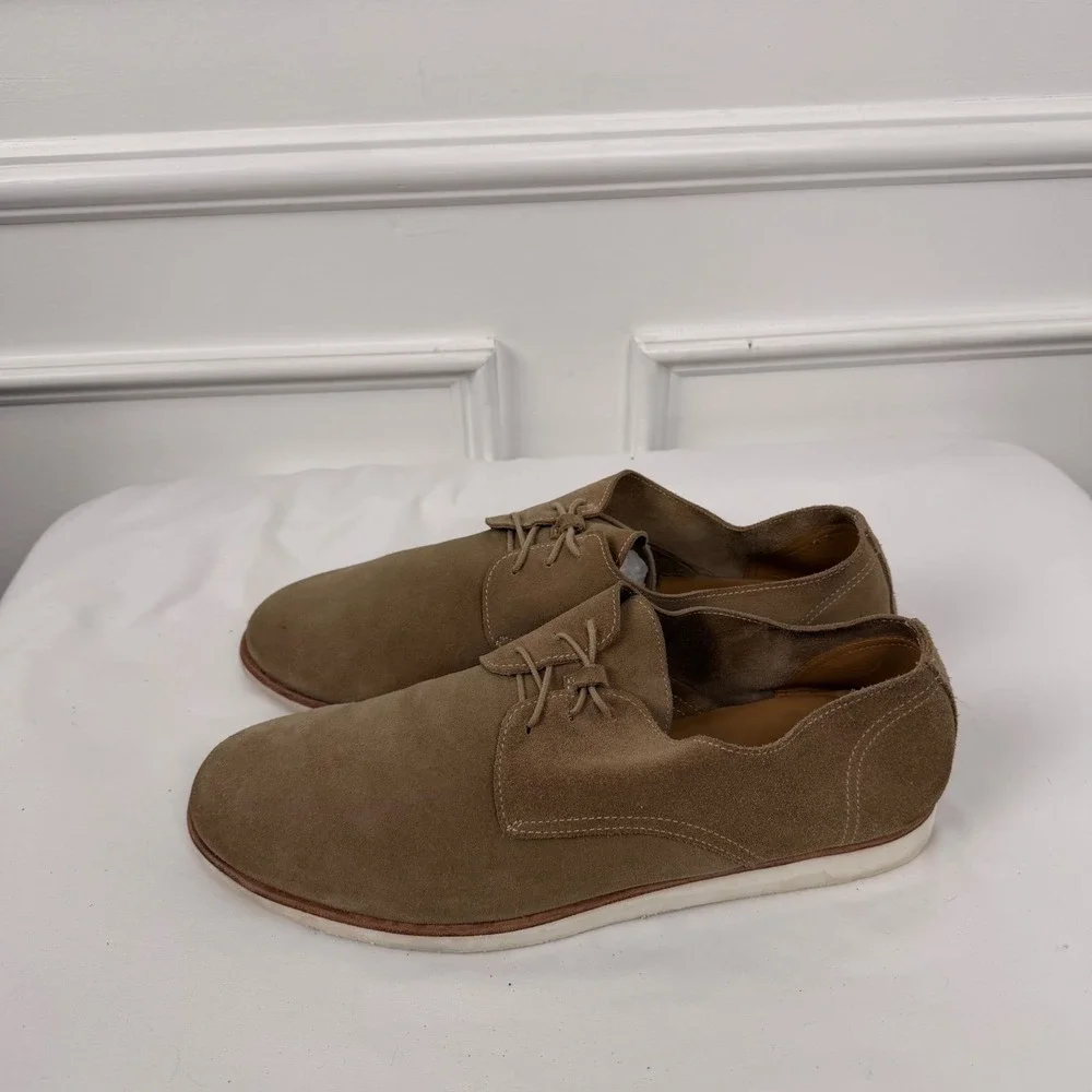 Nisolo Diego Low Top Derby Suede Shoes Mens 11 Sand Tan Leather Oxfords CR202419